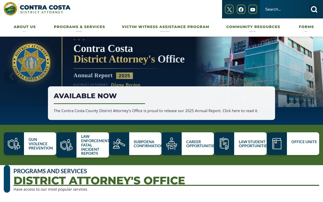 Contra Costa County District Attorney court records after arrest resource page